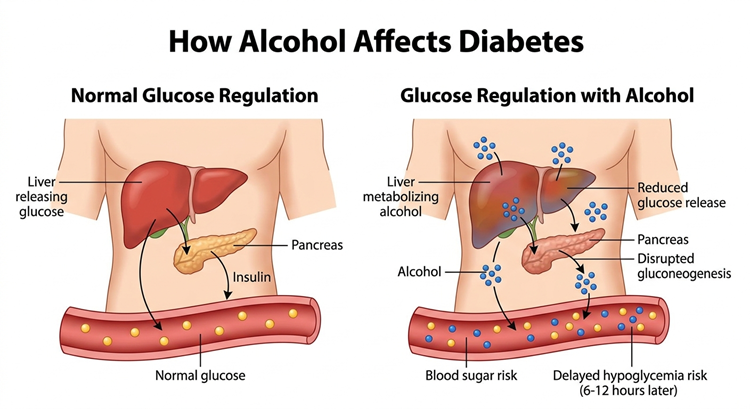 Alcohol's Effects on Blood Sugar With Existing Diabetes